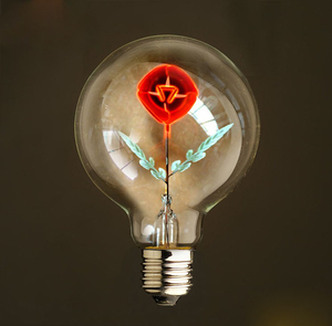 led玫瑰花灯泡爱心火焰花泡iloveyou萤火光球泡装饰灯氛围灯情侣