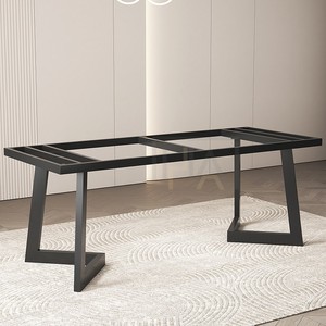 简约大理石桌腿岩板茶桌支架碳素钢桌架大板办公桌脚金属餐桌底座