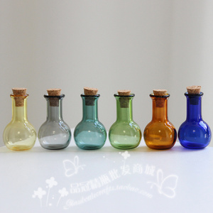 翻口灯泡花瓶 11个色可选Blythe6分12微缩玻璃瓶透明复古木塞漂流