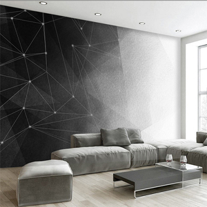 黑白条壁纸电视墙