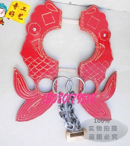 戏曲影视京剧黄梅戏古犯人刑具鱼木枷手脚镣木制道具苏三鱼枷