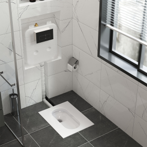 普耐尔隐藏式水箱入墙式蹲便器蹲坑式便盆陶瓷大便器暗藏式蹲厕