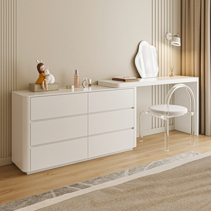 主卧梳妆台简约六斗柜桌面化妆柜电脑书桌化妆桌梳妆台一体卧室