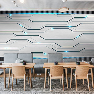 3d立体科技感壁纸电竞公司办公室走廊前台背景墙纸网咖科幻电路板