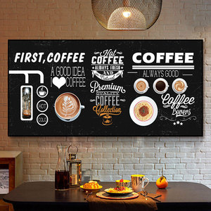 咖啡店装饰画coffee馆西餐厅背景墙面挂画黑板工业风卡布奇诺壁画
