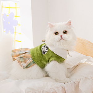小猫咪jk裙子春夏季薄款防掉毛学院风布偶猫蓝猫衣服小猫猫制服夏