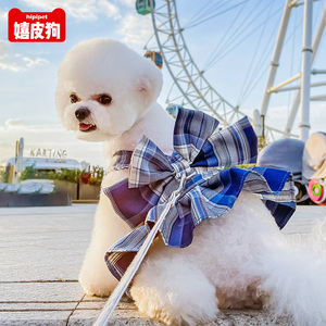 可牵引小狗狗衣服春秋款JK裙子猫咪泰迪宠物比熊春款小型幼犬春装