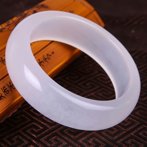 2018缅甸包邮其他翡翠色石冰种白玉手镯女款玉器玉翡缘色玉镯子