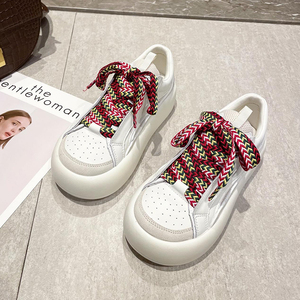warsizce~港风ins小众设计粗系带丑萌大头厚底真皮休闲面包鞋垫