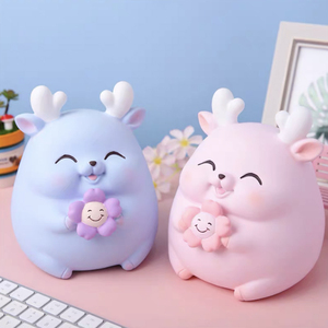 19cm高17cm宽 太阳花小鹿 新款石膏娃娃模具儿童存钱罐手工制作