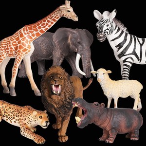 儿童实心仿真野生动物园玩具模型世界森林套装狮子老虎大象长颈鹿