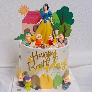 儿童生日蛋糕装饰摆件白雪公主与七个小矮人公仔情景烘焙插件配件