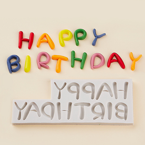 生日快乐happy birthday英文中文字母蛋糕装饰巧克力翻糖硅胶模具