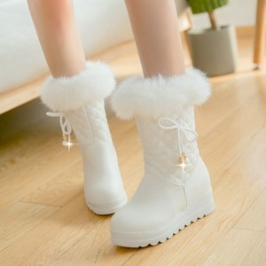 粉色白色少女儿童雪地靴女童靴子冬季防水加绒加厚短靴大童棉靴女