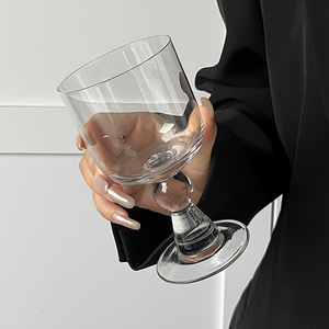 中古珠点玻璃杯小众设计新式高脚特调饮品杯酒杯气泡冷萃水杯子