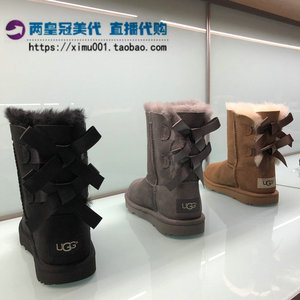 美国代购ugg雪地靴1016225中筒女鞋羊皮毛一体蝴蝶结二代防水防污