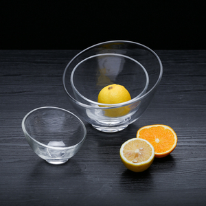玻璃沙拉碗 斜口透明调料碗自助火锅店酱料碗蘸料碗家用北欧风格
