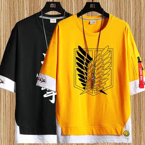 进击的巨人t恤纯棉动漫周边衣服自由之翼卫衣调查兵团短袖男外套