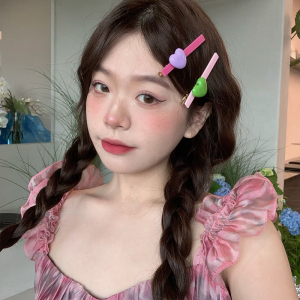 林肉完 韩系甜妹 彩色爱心小熊一字夹刘海夹子头饰发夹可爱发饰女