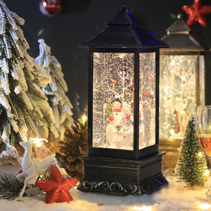 儿童圣诞礼物下雪花水晶球音乐盒许愿风灯生日礼物复古马灯摆件