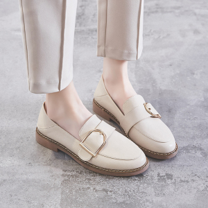 单鞋女2019春款平底两穿一脚蹬乐福鞋学生英伦风