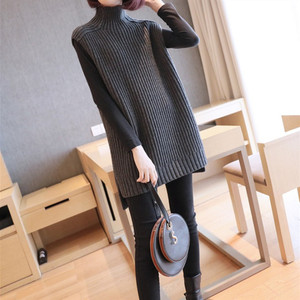 春秋冬季针织马甲女中长款开叉套头毛衣无袖背心坎肩韩版秋装外穿