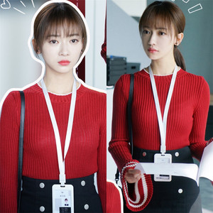 正青春吴谨言章小鱼同款喇叭袖套头毛衣减龄少女百搭外