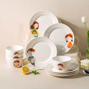 川岛屋亲子碗套装家用全家福一家三口四口饭碗家庭碗专人专用餐具