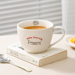 川岛屋大容量早餐杯陶瓷马克杯咖啡燕麦牛奶杯微波炉可加热水杯子