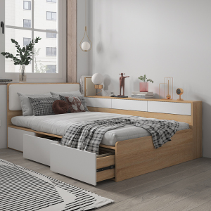 床头带储物柜的床