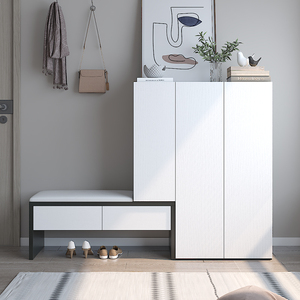 多功能入户鞋柜坐凳一体带换鞋凳玄关门口柜子高低门厅柜现代简约