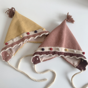 小球女童帽子秋冬韩版新款婴幼宝宝精灵帽公主针织毛线护耳帽保暖