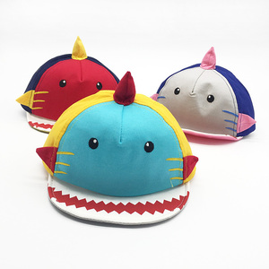 鲨鱼卡通帽宝宝鸭舌帽春秋韩版男女童软檐棒球帽儿童帽婴儿帽子