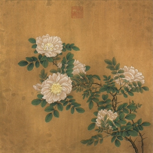 工笔画底稿宋马远白蔷薇图白描106#打印稿 有步骤图