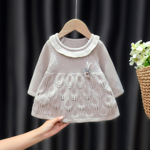 一周半女童9毛衣10个月毛衣裙0-1-2-3-4-5岁半春秋装女宝宝针织衫