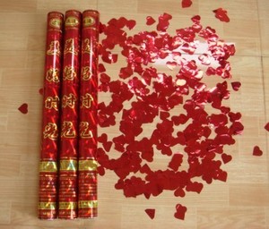 婚礼庆典用品 手持礼花筒高档礼花礼炮婚庆礼宾花(全红桃心形)
