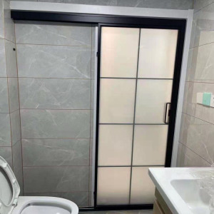 定制卫生间单扇窄边推拉门隔断厨房单轨移门长虹玻璃吊轨钛镁合金