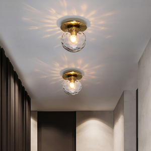 全铜玻璃球阳台吸顶灯轻奢衣帽间门厅入户玄关灯走廊过道灯北欧风