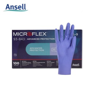 ANSELL/安思尔93-843紫色一次性100只耐油丁腈防护实验室用手套