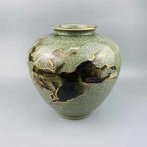 日本回流相马烧花瓶居家客厅摆件大花瓶日式大瓶日本进口花瓶花器