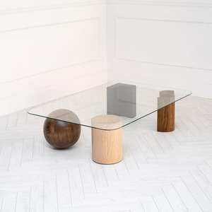 川田野北欧ins创意长方形茶几客厅不规则型腿玻璃透明侘寂风桌子
