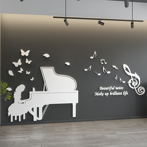 挂画钢琴房装饰画艺术培训班机构吉他乐器琴行背景墙壁画17人付款116