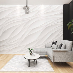 水波纹墙纸北欧风客厅办公室抽象画3d立体几何艺术直播间背景墙布
