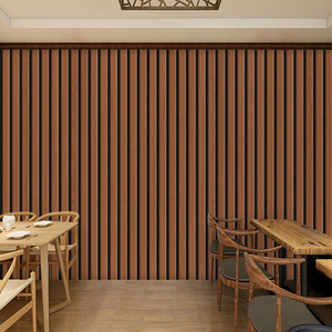 3d立体中式墙纸格栅木条纹线条背景墙造型咖啡色饭店餐馆装饰壁纸
