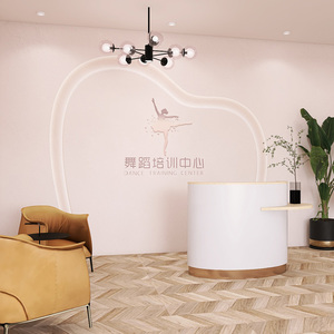 3d立体简约造型舞蹈培训中心前台墙纸芭蕾舞教室直播间背景墙壁纸