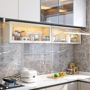 厨房调料置物架壁挂式吊柜下方调味品备菜盘收纳墙壁免打孔上翻柜