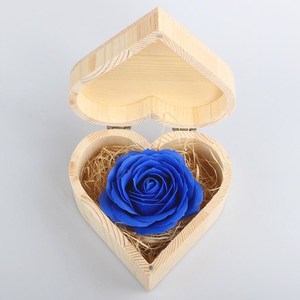 七夕干花花束仿真玫瑰花蓝色永生花批发香皂花单支木盒装一朵包邮