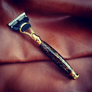 手工大漆螺钿刮胡刀剃须刀柄漆器礼品