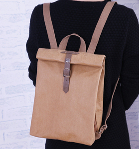 可水洗牛皮纸袋双肩背包个性创意小众旅行多功能电脑补习学生书包