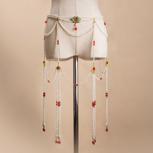 汉服腰链流苏珍珠璎珞坦领齐胸腰襦裙写真腰间配饰古风诃子裙饰品